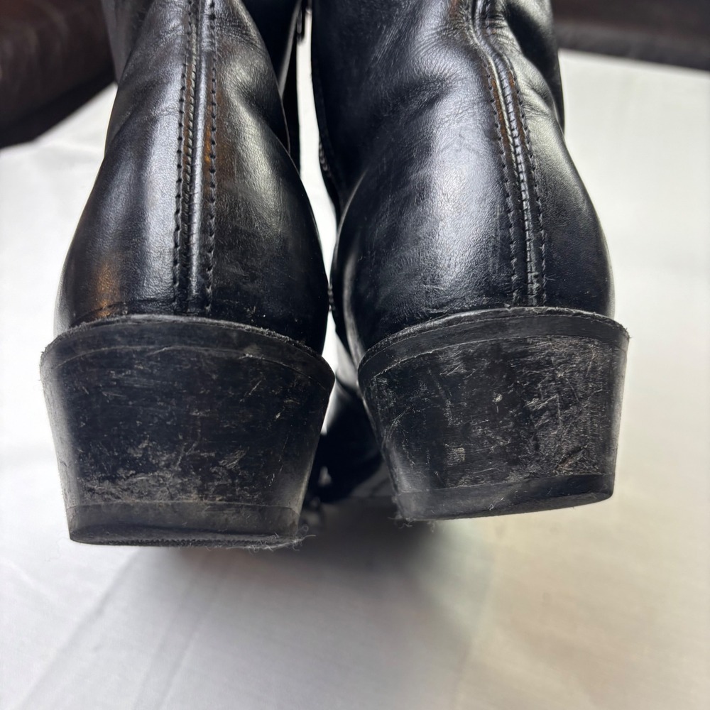 Double H Western Zip‎ Boots Mens Size 9.5 Black Leather Cowboy Short Boots 1712 - Picture 10 of 12